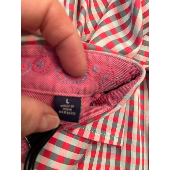 Robert Graham Mens Size Large Red/Gray/White Check Long Sleeve Button Down Shirt - Picture 4 of 8